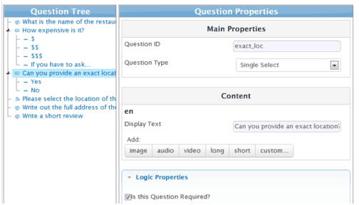 Editing a single-select question and its properties in the CommCare HQ form builder