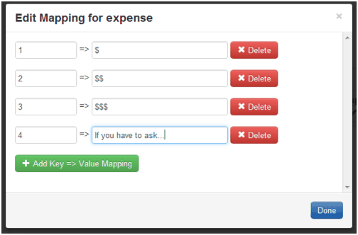 Configuring an ID mapping of values for the expense case property in CommCare HQ