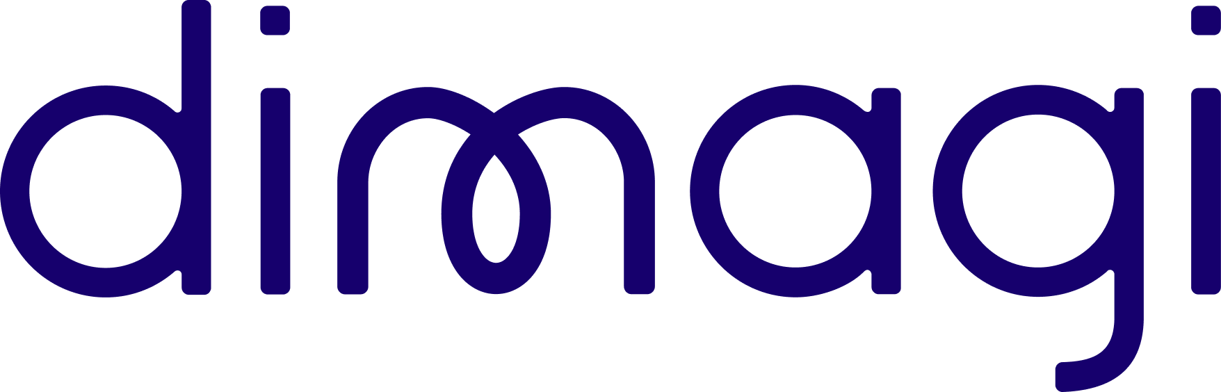 Dimagi wordmark in Deep Purple