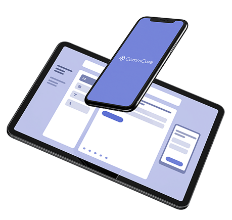 Screenshots of CommCare mobile app and web dashboard as a survey tool alternative